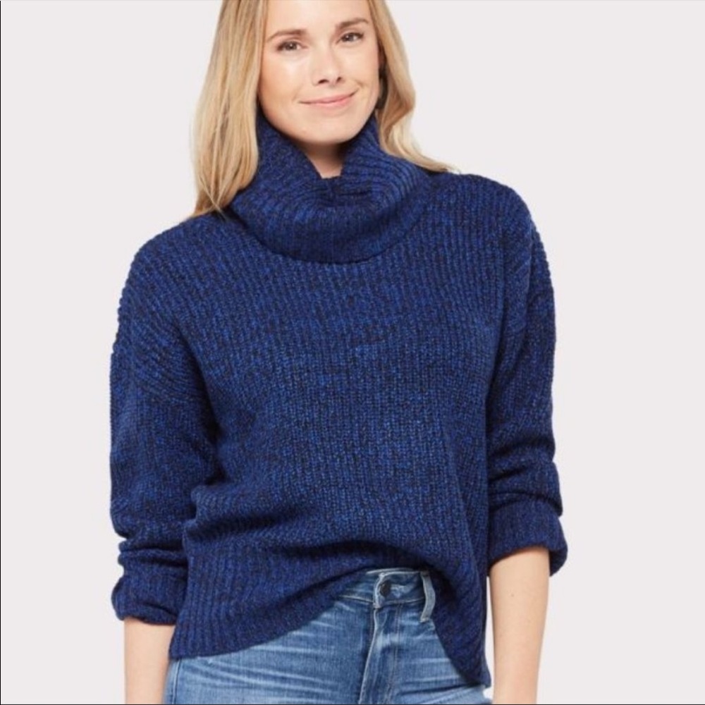 NWT Sanctuary Women’s  The Roll Neck Sweater Blue Black Size Medium